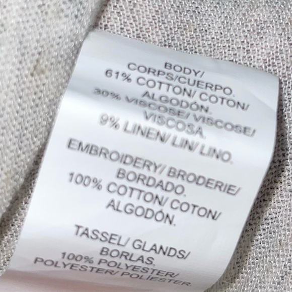 Lucky Brand Blouse Lace V-Neck Tassel Tie Front Floral Printed Hem Short Sleeve - Picture 5 of 5